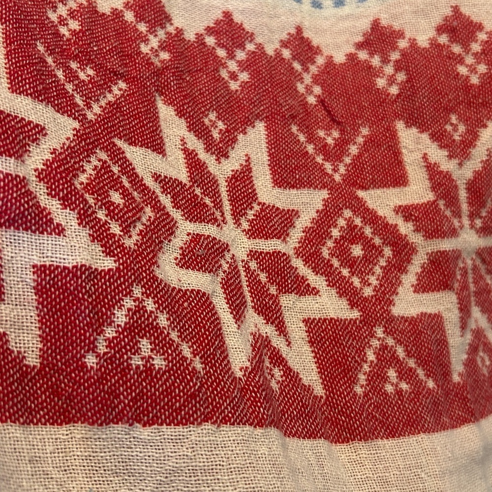 Hand Made Loom Set Reindeer Snowflake Winter’s Red Green Blue Towel Set 2 PC NEW - Picture 7 of 16